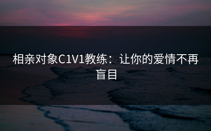 相亲对象C1V1教练:让你的爱情不再盲目 相亲对象C1V1教练:让你的爱情不再盲目