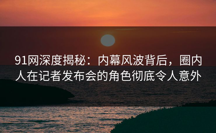 91网深度揭秘：内幕风波背后，圈内人在记者发布会的角色彻底令人意外