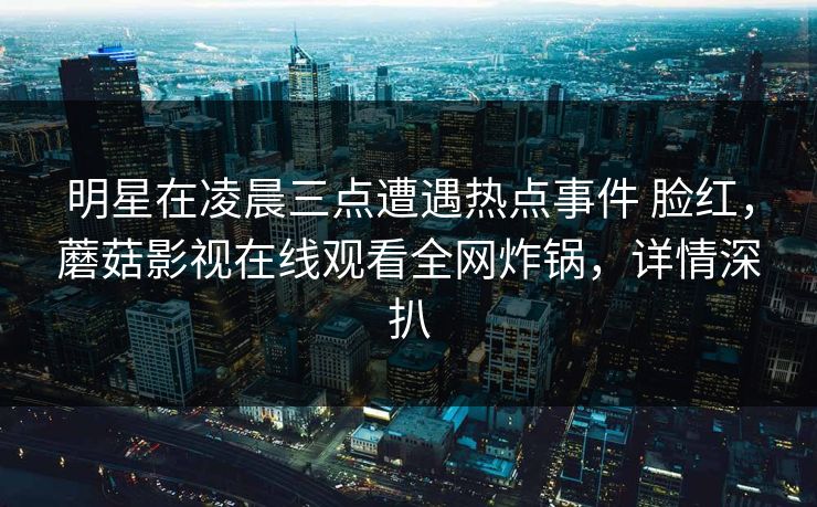 明星在凌晨三点遭遇热点事件 脸红，蘑菇影视在线观看全网炸锅，详情深扒